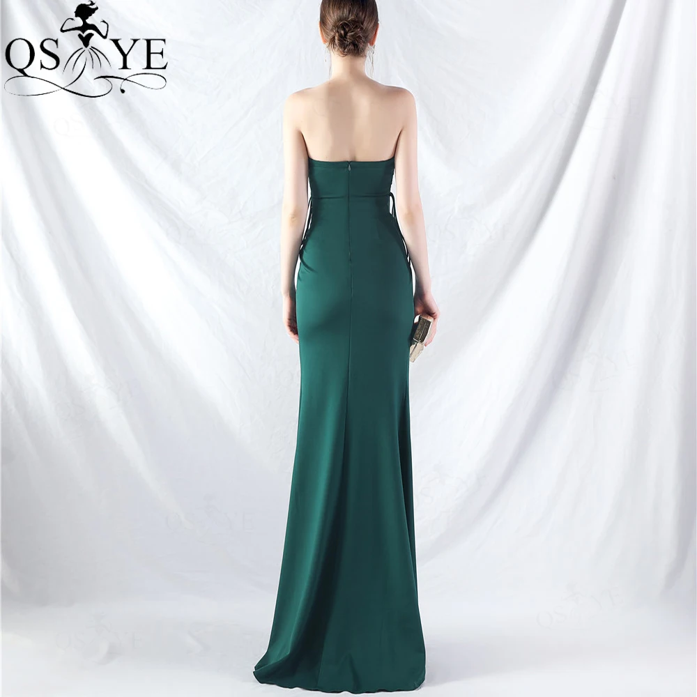 QSYYE Emerald Green Long Prom Dress 2024 Elastic Tie up Waist Sides Evening Dresses Off Shoulder Sexy Slit Party Formal Gown