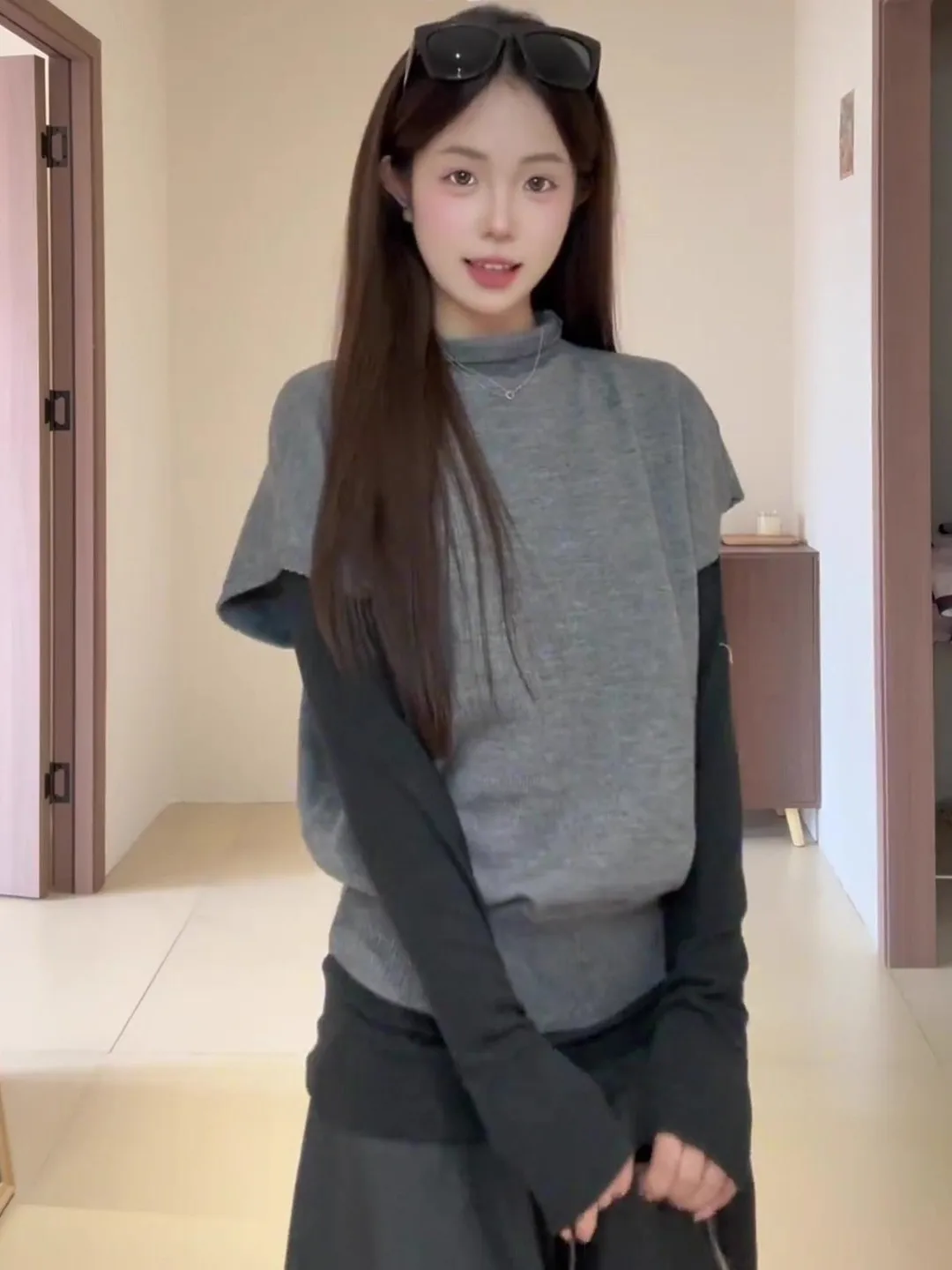 

Свободный вязаный жилет, женский осенне-зимний ленивый жилет с высоким воротником, многослойный свитер, жилет из полиэфирного волокна, длинный...