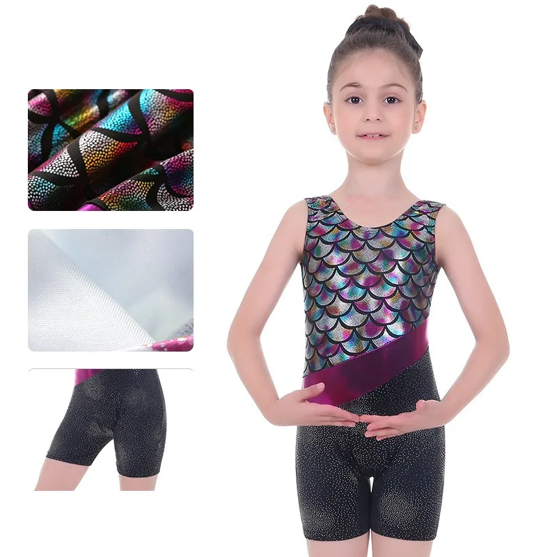 5-12 Years Old Fashion Girls Gymnastics Leotards Sizes Short Girls\' Dancewear Jumpsuit