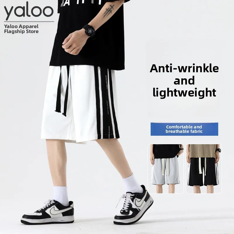 

Yaloo Men's Summer Breathable Qui Dry Five-Quarter orts Casual Fitn Sports Outdoor Running Straight Leg Loose Waist