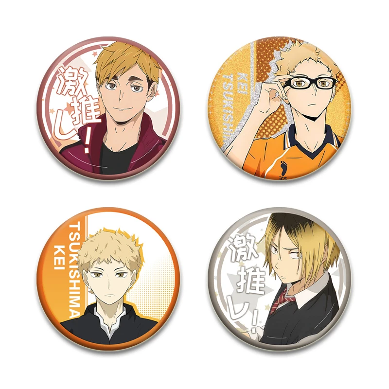 Anime Haikyuu da 32/44/58 mm!! Spille con stampa HD Distintivo fatto a mano Figura di cartone animato Kenma Kozume Spille con display rotondo