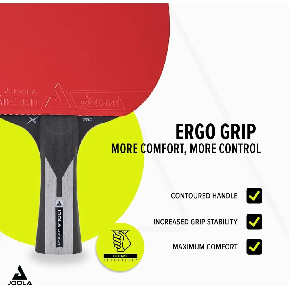 プロ仕様のITTF公認カーボン複合卓球ラケット（2.0mmスポンジ入り、競技用、黒とグレー）