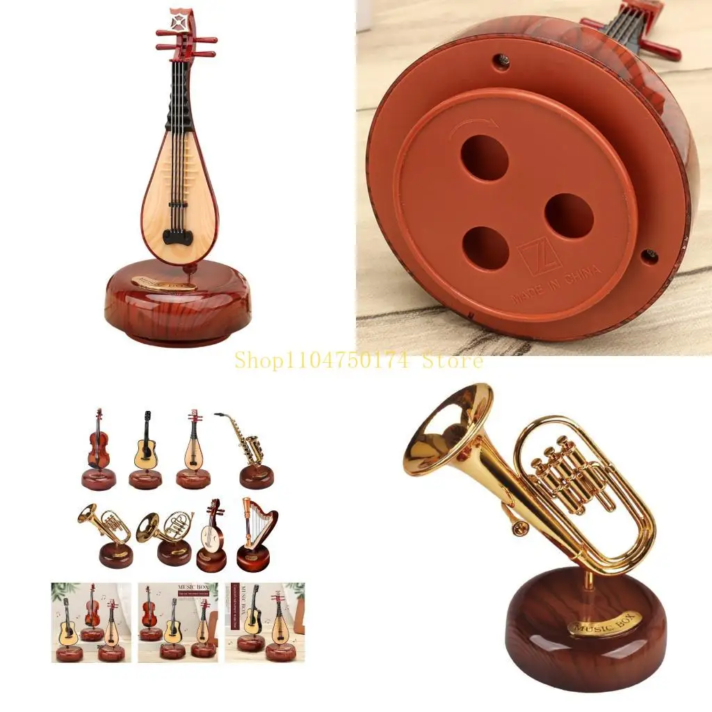 Retro Clockworks Mechanism Wind Up Musical Box Desk Ornament Violin Music Box Top Sale