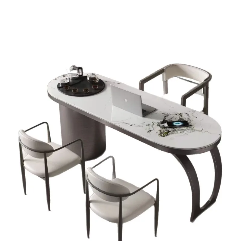 

Rock slab tea table office tea home combination a complete set