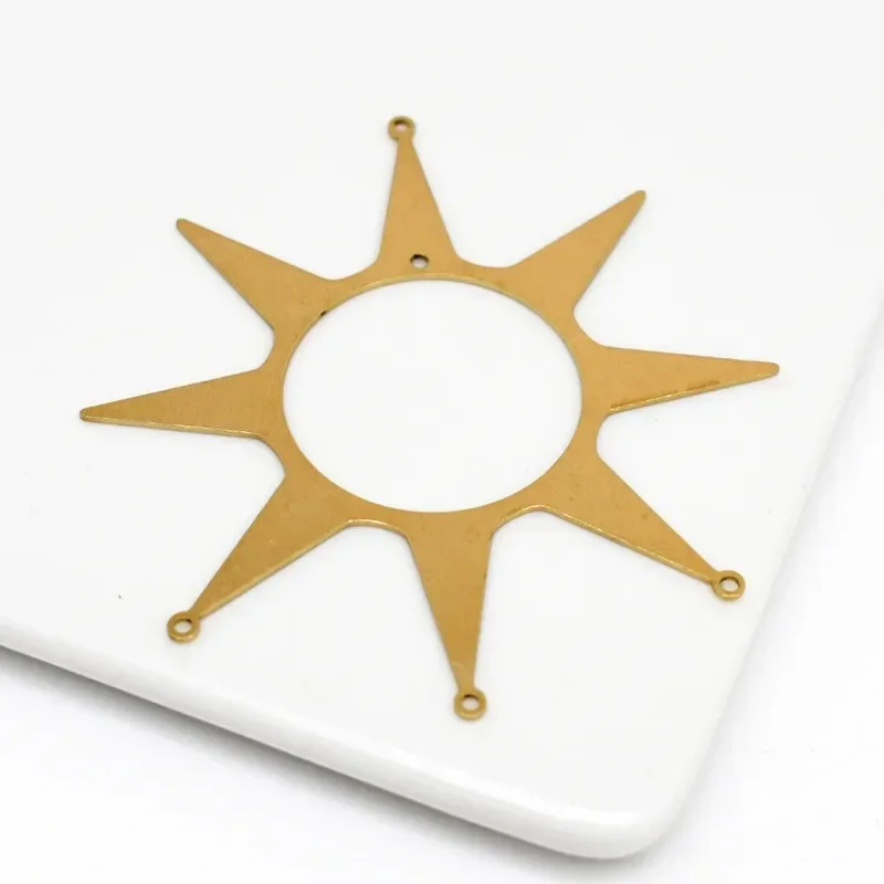 2pcs Raw Brass Sun Pendant DIY Crystal Suncatcher Making Supplies Light Shadow Wind Chimes Parts Window Christmas Hanging Decor