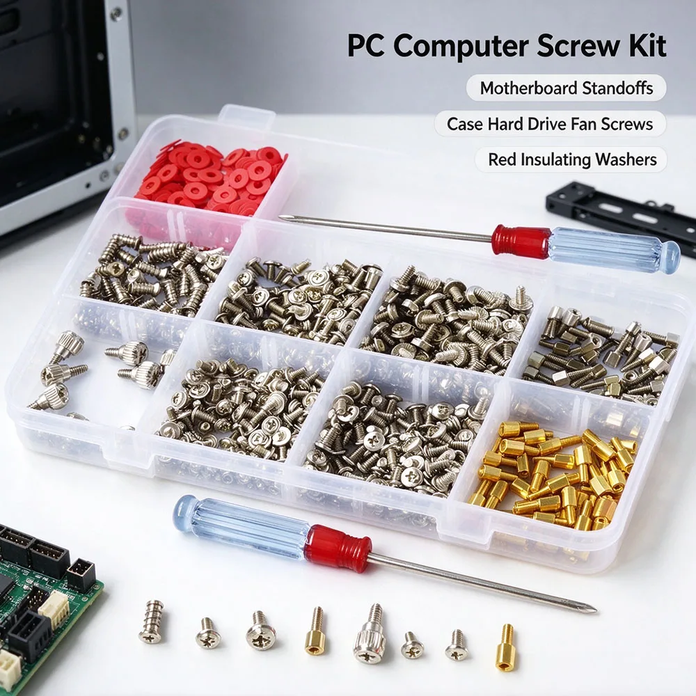 DIY Computer Screw Bolt Kit PC Case Hard Disk Drive Fan Motherboard Power Supply Server Assemble Washer Screw Bolt Standoff Set