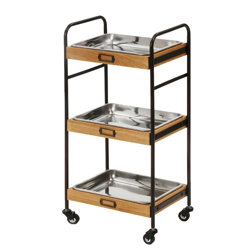 

Beauty Salon Stainless Steel Rolling Cart Nordic Rotate Storage Shelf Designers Salon Trolley Hotel Salon Furniture Wagen