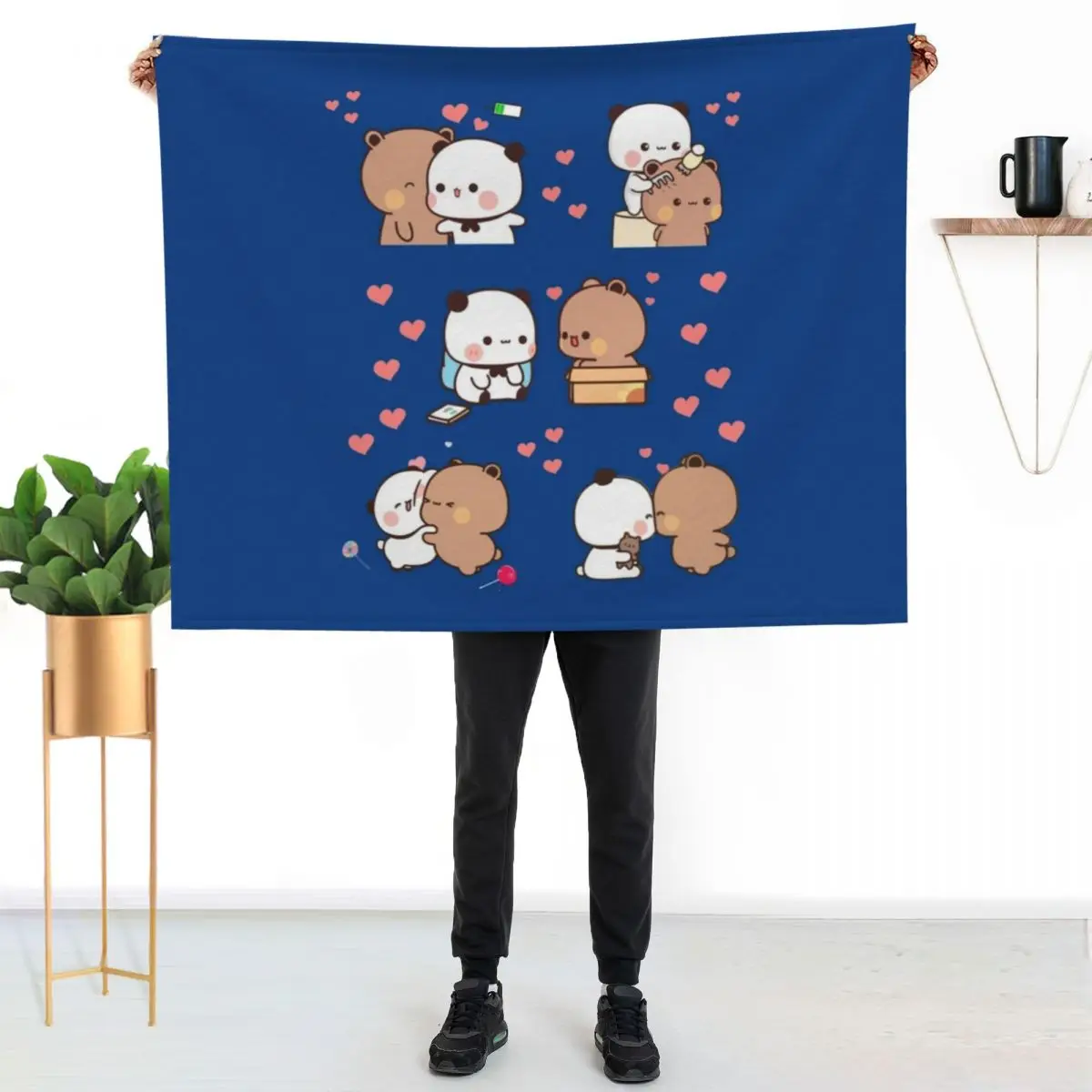 Bear and Panda Bubu Dudu Balloon Throw Blanket Decorative Soft Throw Blanket for Couch Sofa