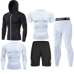 Conjunto de compresión para correr para hombre, ropa deportiva para fútbol, baloncesto, ciclismo, Kits de ropa deportiva para adolescentes, chándales transpirables ajustados, Jersey