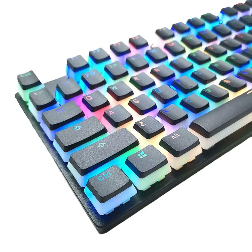 

Double Shot PBT Keycap Set with Translucent Layer HyperX Pudding Keycaps for Mechanical Keyboards Full 104 Key Set