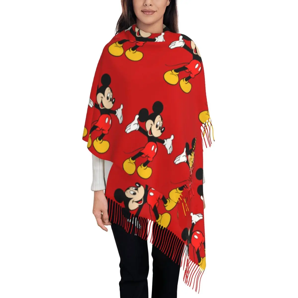 Scarf Nice For Ladies Openwork Mickey Mouse Cartoon In Autumn Winter Muffler Fashion Birthday Thermal