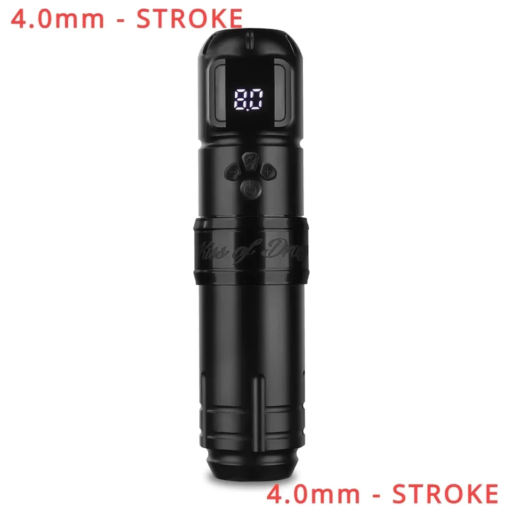 4.0mm stroke KISS OF DRAGON Portable LCD Digital Display Wireless Tattoo Machine Battery Pen For Body Art Makeup