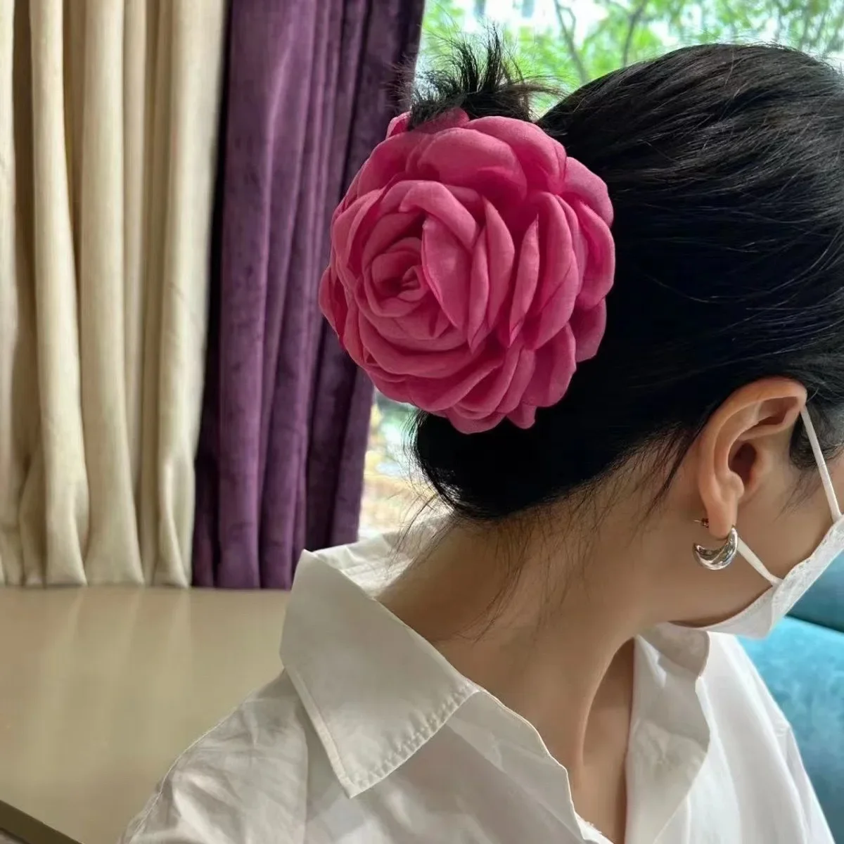 AISHG Stereoscopic Rose Flower Hair Clip for Women Elegant Back of The Head Hair Shark Clip Fashion Girl Hair Accessories