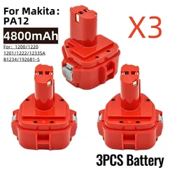 Ni-Mh Battery for Makita, Power Tool Batteries, 1200, 1220, 1201, 1222, 1233SA, B1235, 192681-5, PA12, 4800mAh