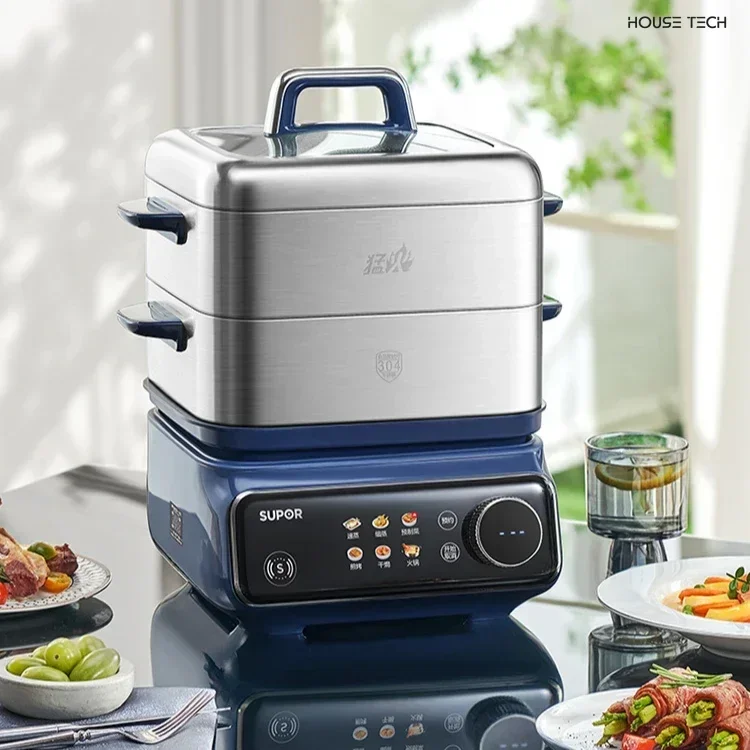 

Electric steamer large capacity new detachable and washable multifunctional household stainless steel steaming and stewing