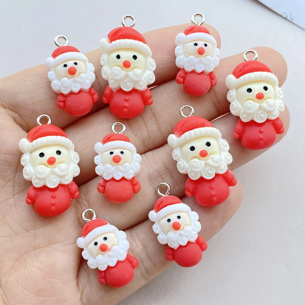 10 Pack Cartoon Santa Claus Resin Charms for DIY Jewelry Accessories Can Be Used as Necklaces Earrings Pendants Keychains
