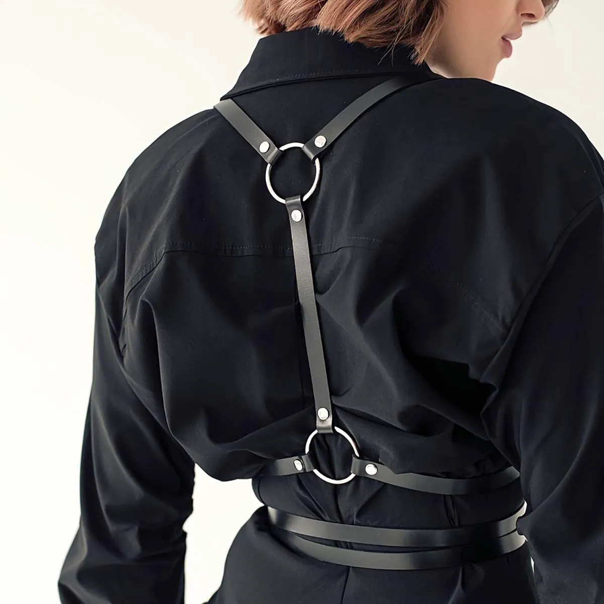 Punk Gothic Black PU Adjustable Chest Body Harness Belt For Women Street Decor For Rave Festival Club Cosplay Party Outfit