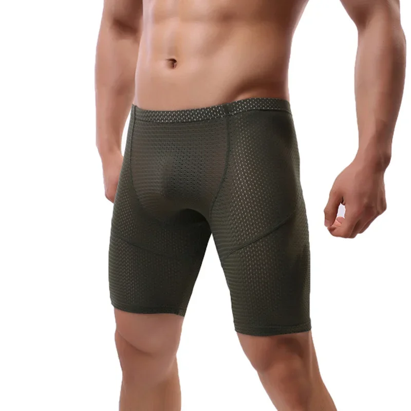 Low Waist Mens Long Boxers Male Underwear Shorts Mesh Breathable Men Underwear Boxershorts Long Leg Trunks Sexy Short Leggings image 4