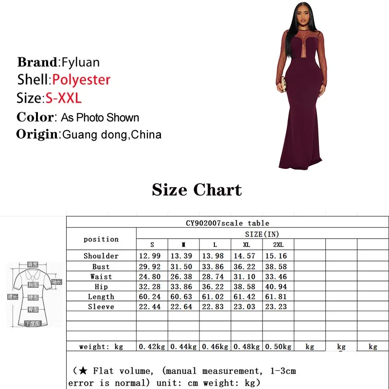 ชุดเดรสยาวผู้หญิง แขนยาว ผ้าตาข่ายซีทรู ประดับเพชร แฟชั่นต่อผ้าตาข่าย ชุดเดรสยาวสำหรับงานปาร์ตี้กลางคืน ชุดเดรสสำหรับสุภาพสตรี