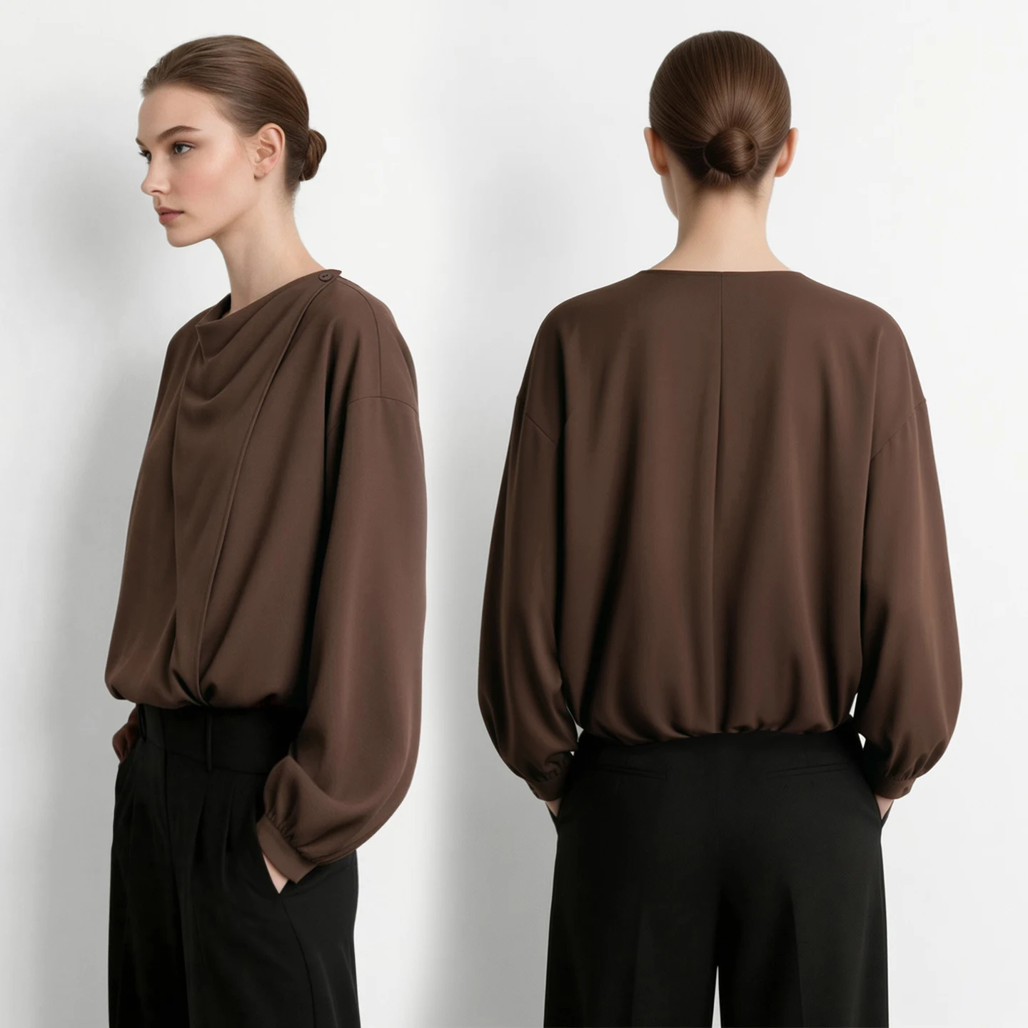 Amii 2026 Autumn Women Blouse - Wrap Blouse Chiffon 评论和价格