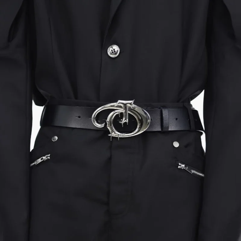 

Original niche irregular metal logo belt, men's and women's trendy design belt