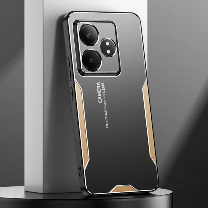 For Realme GT6 International Version Case Metal Aluminum Protecting Lens Frost Prevent Fingerprints Metal+TPU Cover