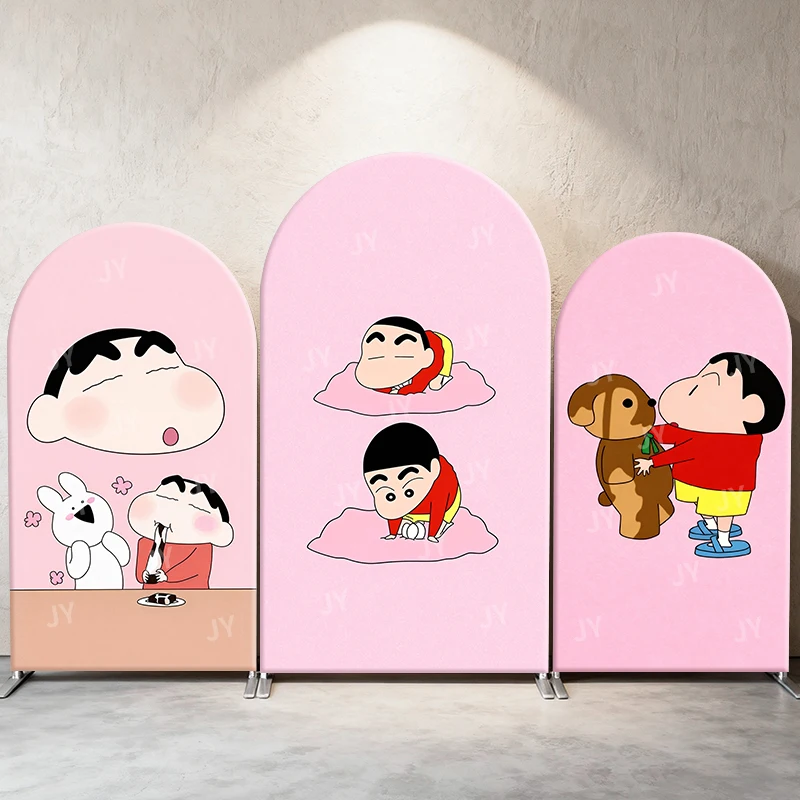 

Crayon Shin Chan Pink Cute Theme Arch Backdrop Cover Pet Bunny Dog Background For Kids Birthday Baby Shower Party Decoration