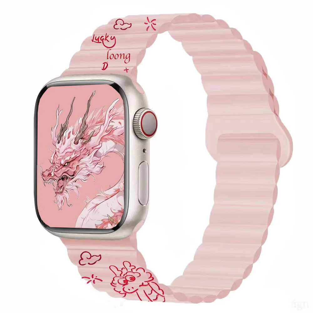 Ремешок магнитный для Apple Watch Band 44 мм 40 мм 49 мм 41 мм 45 мм 38/42 мм, силиконовый звеньевой браслет для iWatch Series 9 8 7 6 SE 5 4 Ultra 2