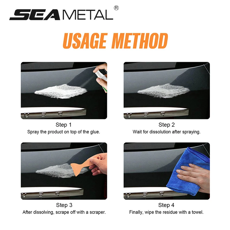 SEAMETAL 100ml Car Sticker Remover Kits Sticky Residue Removal Car Glass Label Cleaner Adhesive Glue Spray for Car Accessories