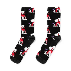 JOLLIBEE PEEKING FINGER HEART FILIPINO STICKER BLACK Socks hiphop retro soccer anti-slip Socks Men Women's