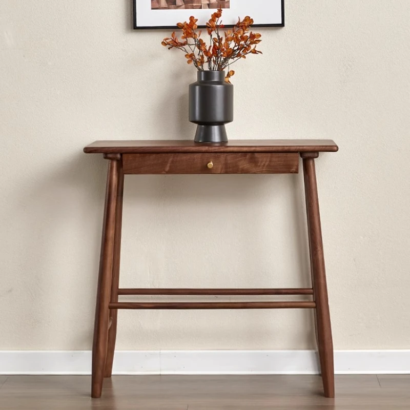 

North American black walnut strip case all solid wood entrance table retro table sofa side corridor very narrow entrance table