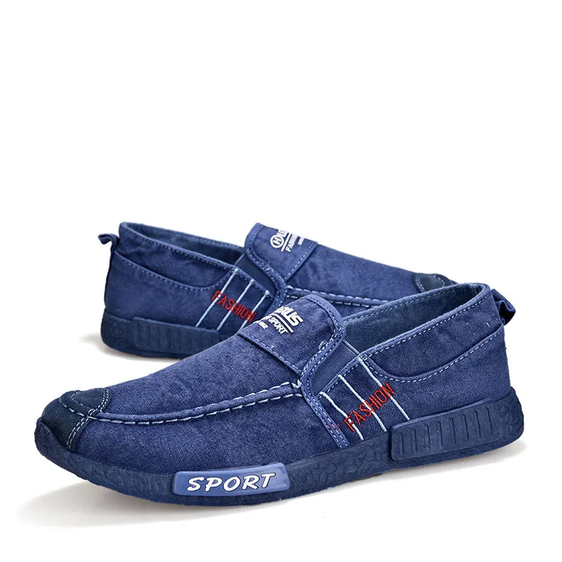 Sapatos de lona respirável para homens, jeans casuais, alpercatas loafer, tênis Soft Sole, tendência da moda