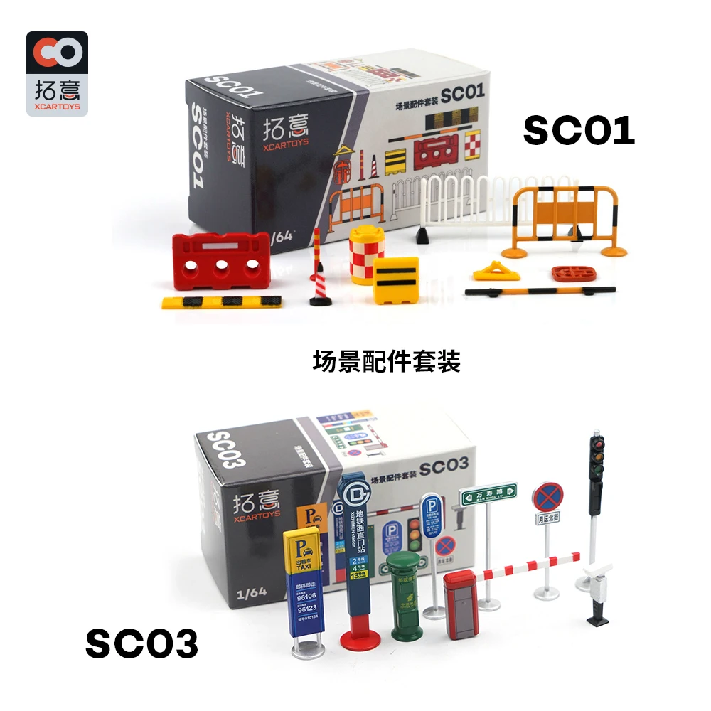 1/64 Traffic Facilities Obstacle Mini Model Scene Simulation Traffic Light Logo Miniature Accessories Decoration Display For Car