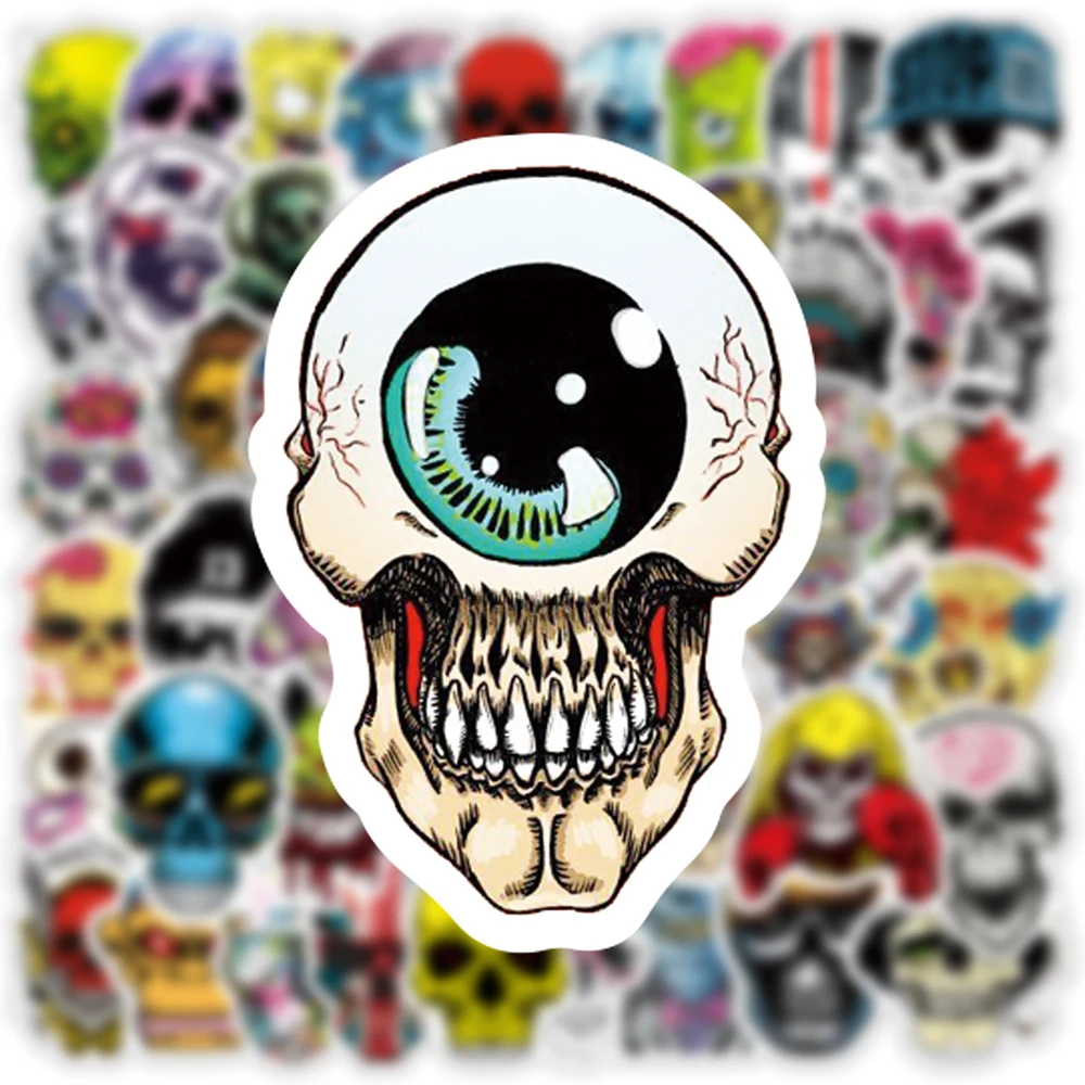 10/30/50PCS Horror Art Skull Stickers Gothic Style Cool Graffiti Decals For Motorcycle Phone Laptop Suitcase Waterproof Sticker