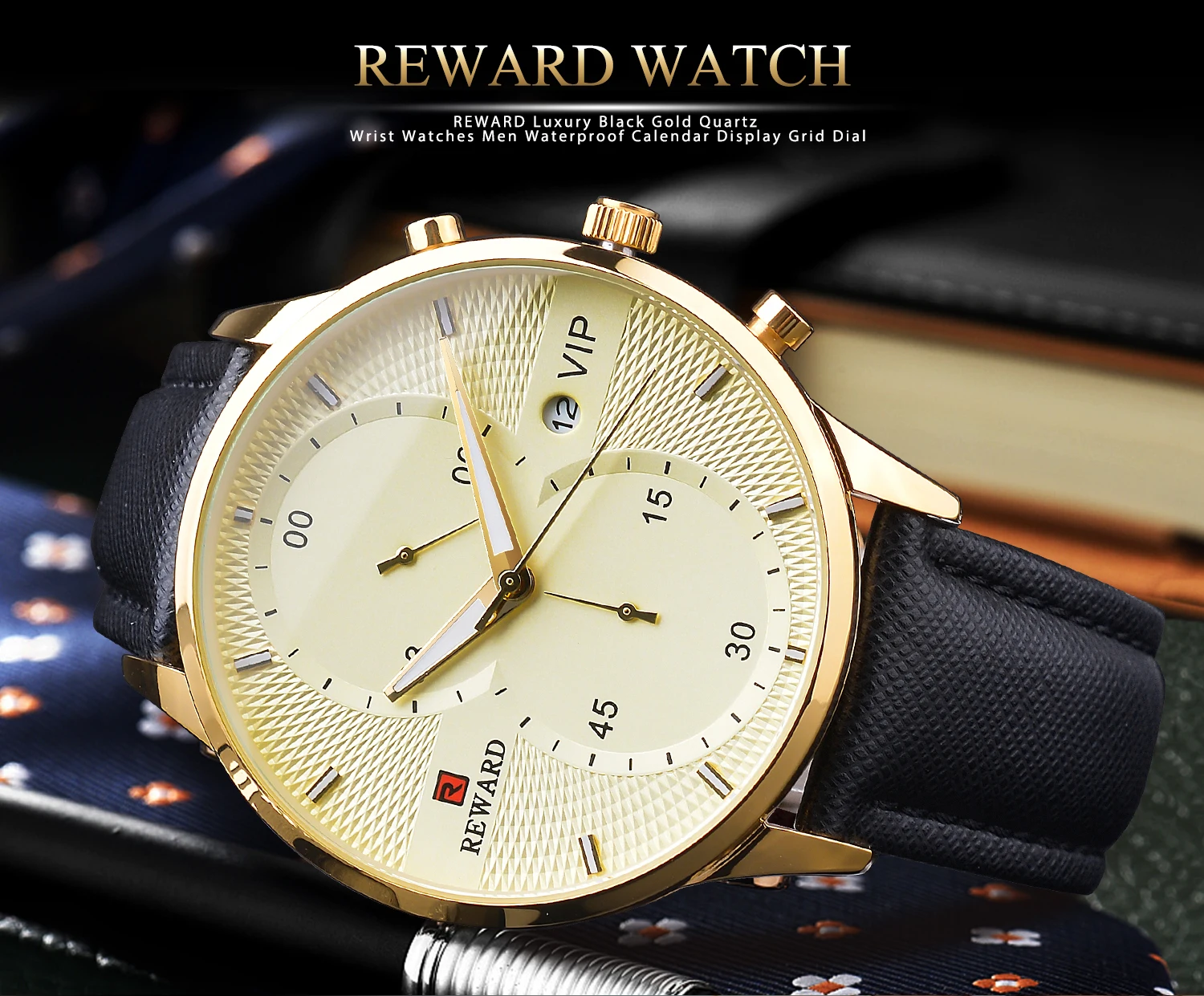 REWARD Gold Watches Men Quartz Movement