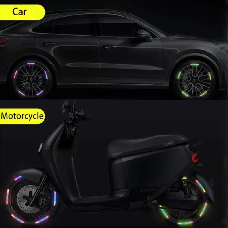 

30pc Anti-Collision Reflective Warning Stickers For Car Motorcycle, Bicycle Wheels, Seven-Color Laser Car Decoration Accessories