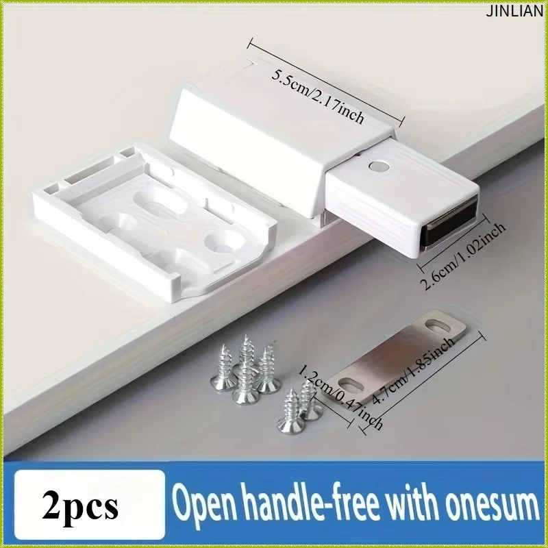 2pcs Automatic Rebound Magnetic Cabinet Door Latch, Cabinet Door Opener - Cabinet Accessories, Handle-Less Buffer, No Handle Des