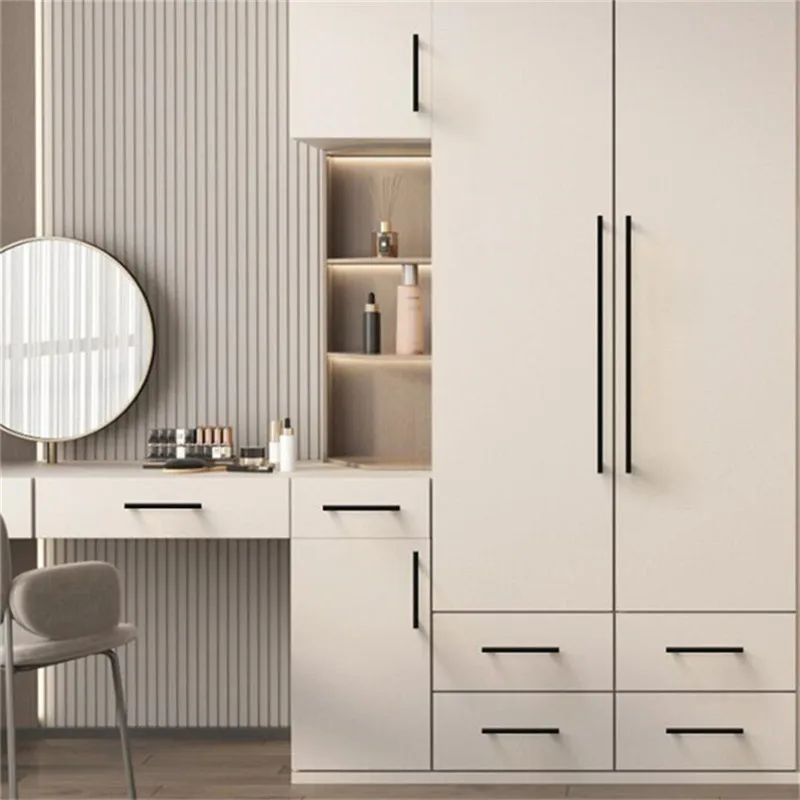KK&FING 1 PCS Brushed Black Aluminum Furniture Cabinet Door Handles Glass Cabinet Wardrobe Door Drawer Pulls Furniture Hardware