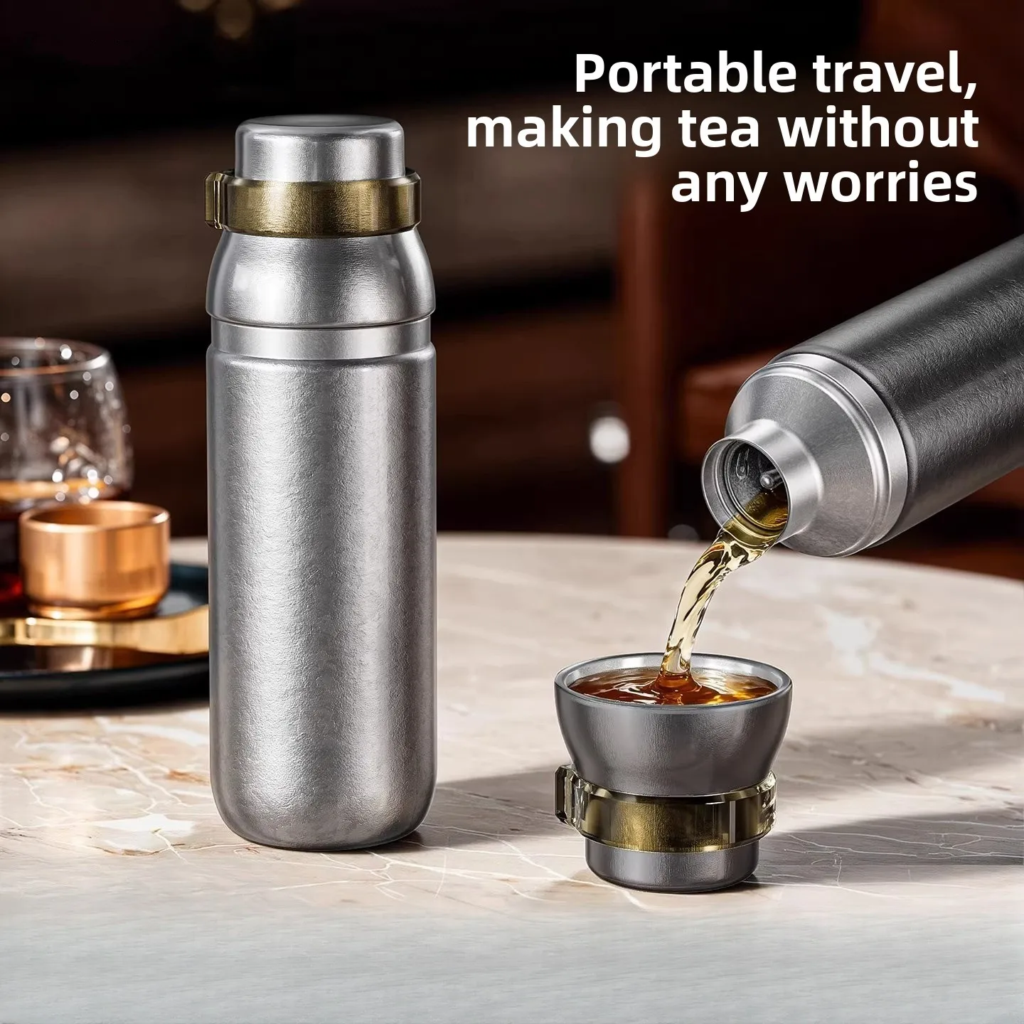 

Magnetic cap pure titanium insulated cup - Large capacity portable drinking bottle for outdoor activities - Birthday gift