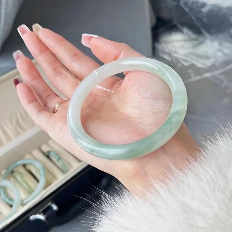 Ice Transparent Imitation Jade Bracelet Smooth Polished Perfect For Daily Wear Elegant Gift For Women