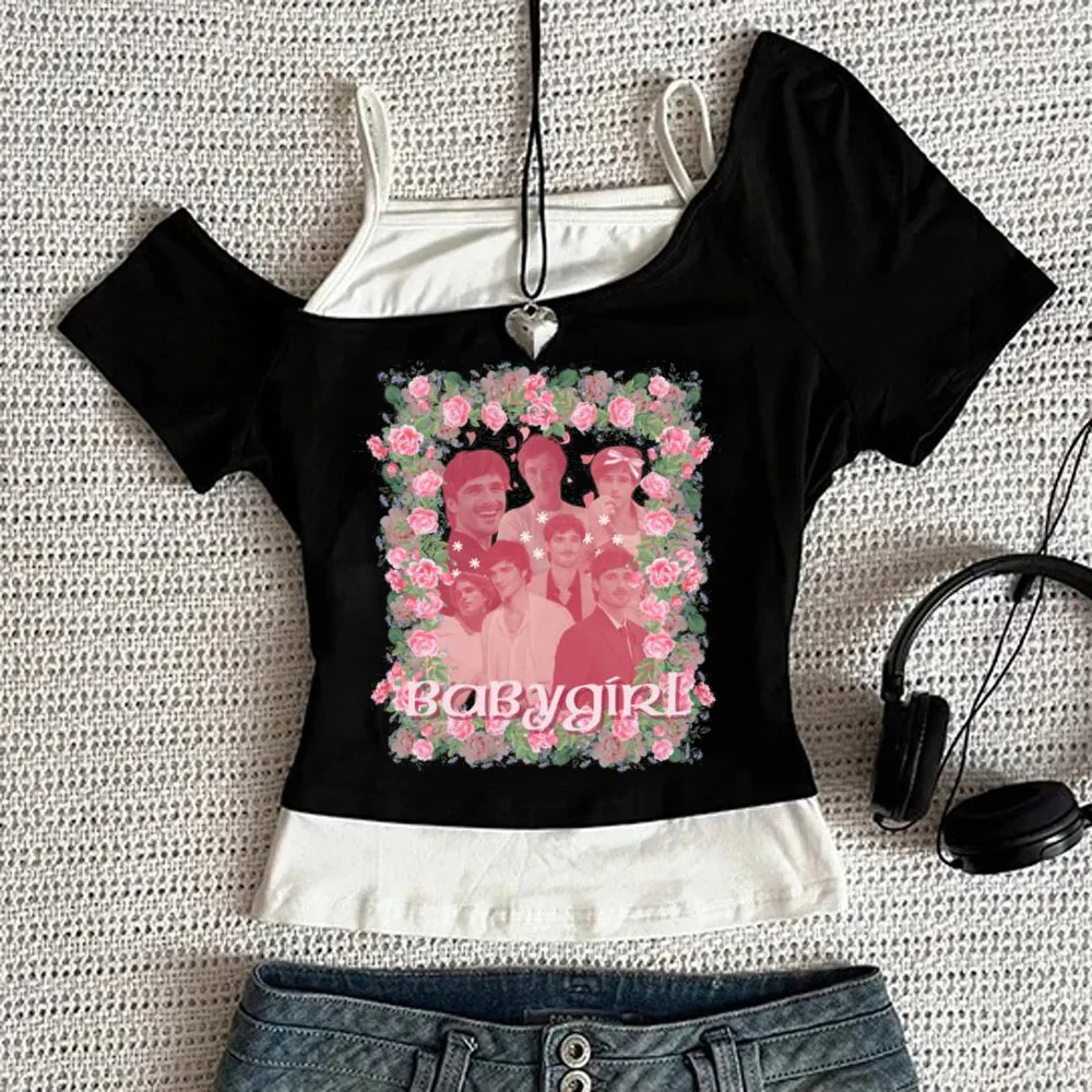 Jacob Elordi crop top shoujo party y2k summer top tees gyaru grunge goth vintage