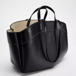 Canvas Splicing PU Tote Bags For Women Luxury Designer Handbag Purse 2024 New Fashion Large Capacity Commuting Shopping Shoulder