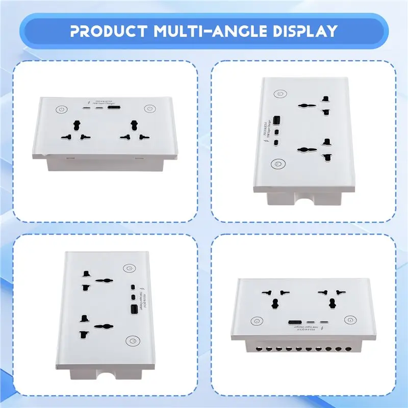 B17B Smart Home Wifi Wall Socket Panel 70W USB Touch Double Universal Outlet QC/PD 3.0 Support International Standard
