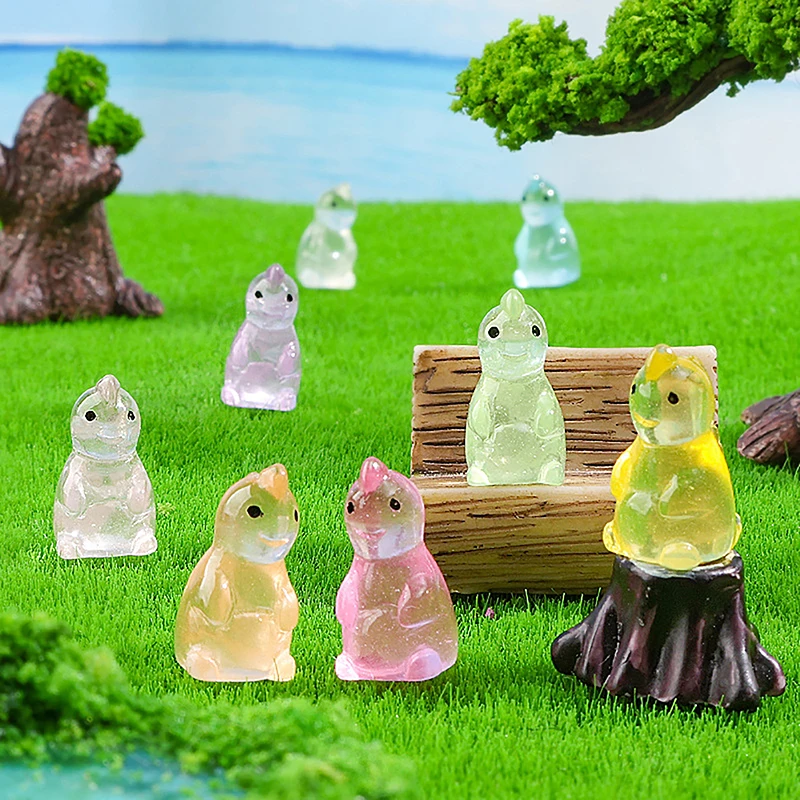 Luminous Little Dinosaur Ornament Pendant Resin Micro Garden Landscape DIY Car Ornaments Decorations Toys