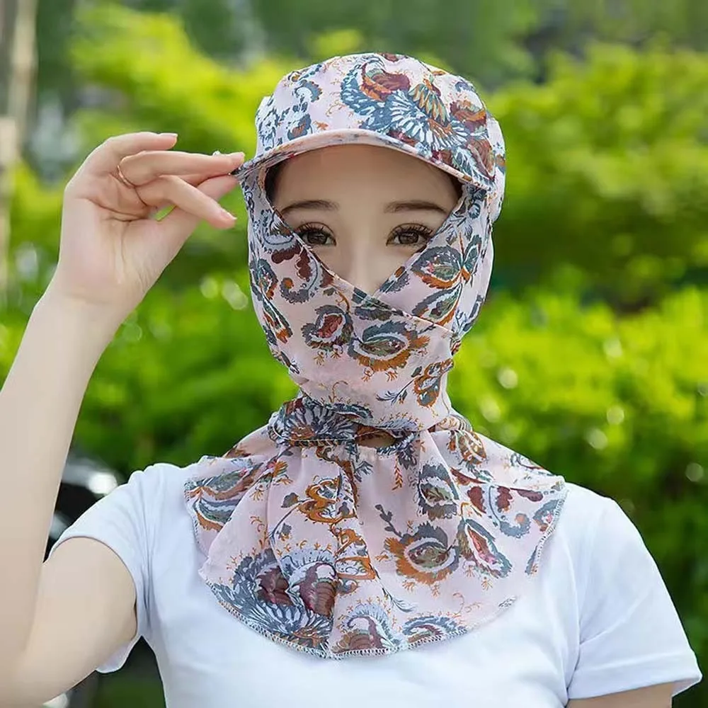 Anti-UV Flower Picking Tea Hat Portable Breathable Sunshade Shawl Cap Lightweight Cotton Neck Protection Hat Jogging