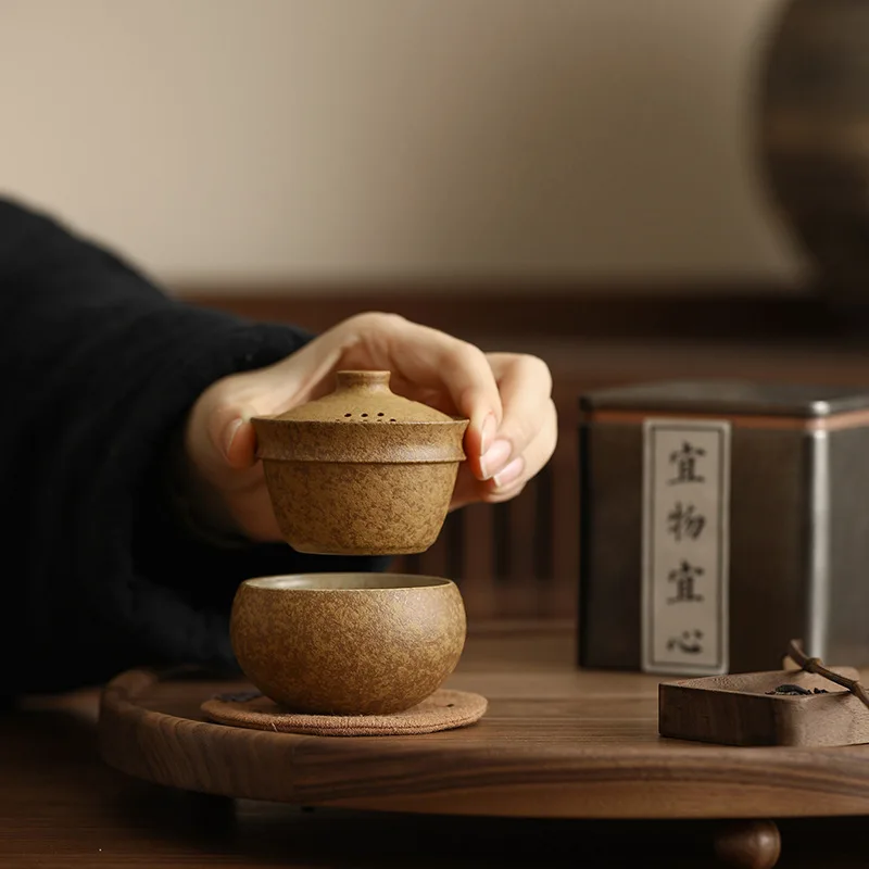 Portable teapot travel tea set for one person to drink quick cup one pot one cup outdoor camping style single kung fu tea cup