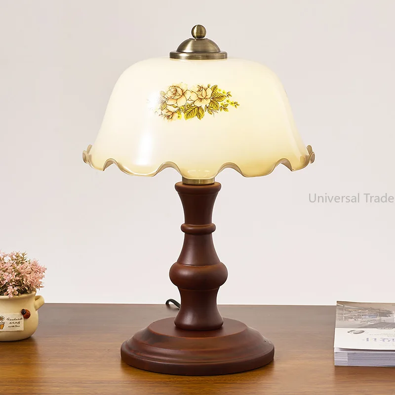 

Vintage Wooden Table Lamp Warm Warm Light Bedside Lamp Chinese Copper Color Table Lamp Living Room Home Decorative Lamps