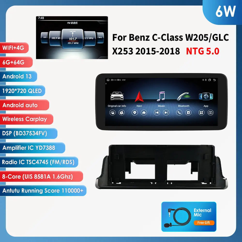 OSSURET 10,25" Autoradio für Mercedes BenzC-Klasse W204 S204 W205 Auto Intelligente Systeme Multimedia Player 2din Carplay Android Auto GPS 7