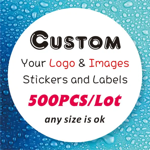 500 Uds pegatinas personalizadas y logotipo personalizado caja de regalo de cumpleaños de boda pegatinas DIY tus propios diseño de pegatinas pegatinas personalizadas
