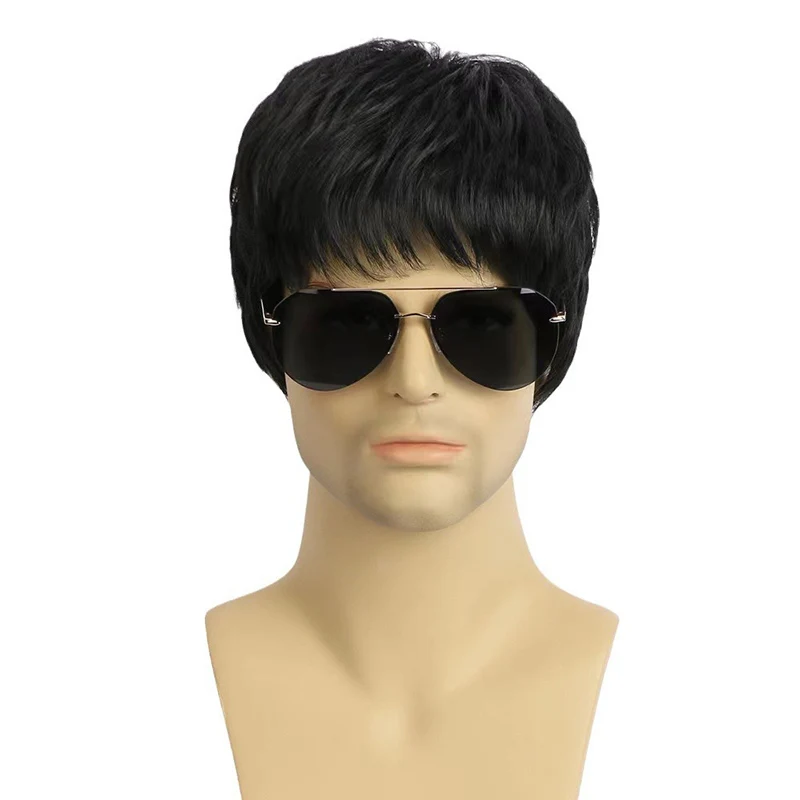 남성용 일상복 드레스업 가발 귀덮개 긴 머리 연회복 세트 합성 화학 섬유 가발 파티 남성용 짧은 머리